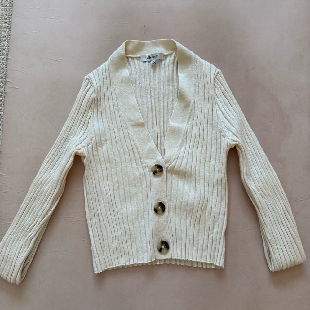 Madewell Cream Ribbed Cardigan